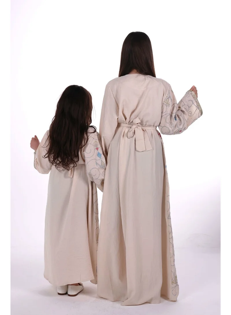 AL BENT AL SHARQIEH beige Mom & Daughter Embroidred jalabiya dress for Women | Best Price UAE